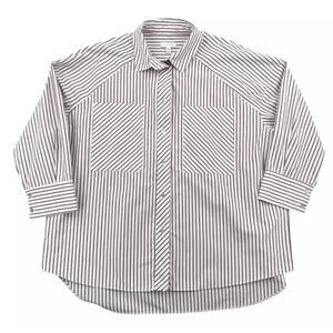 Topshop Brown Striped Long Sleeves Button Up Pocket Shirt Oversized US 8